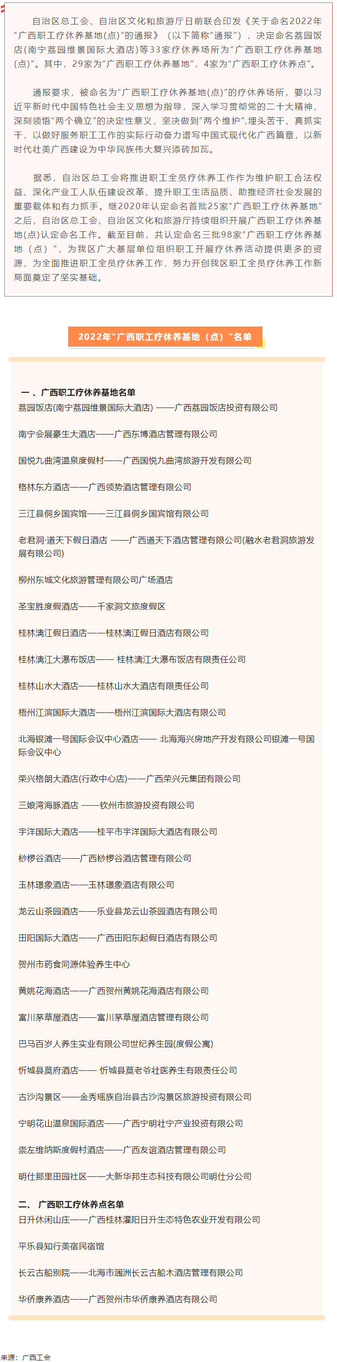 33家入選！第三批廣西職工療休養(yǎng)基地(點)名單出爐.png